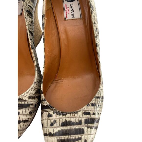 LANVIN Women's Shoes Snake Print Leather Ballerina Espadrille Wedge Heels EU 39 - Picture 10 of 16
